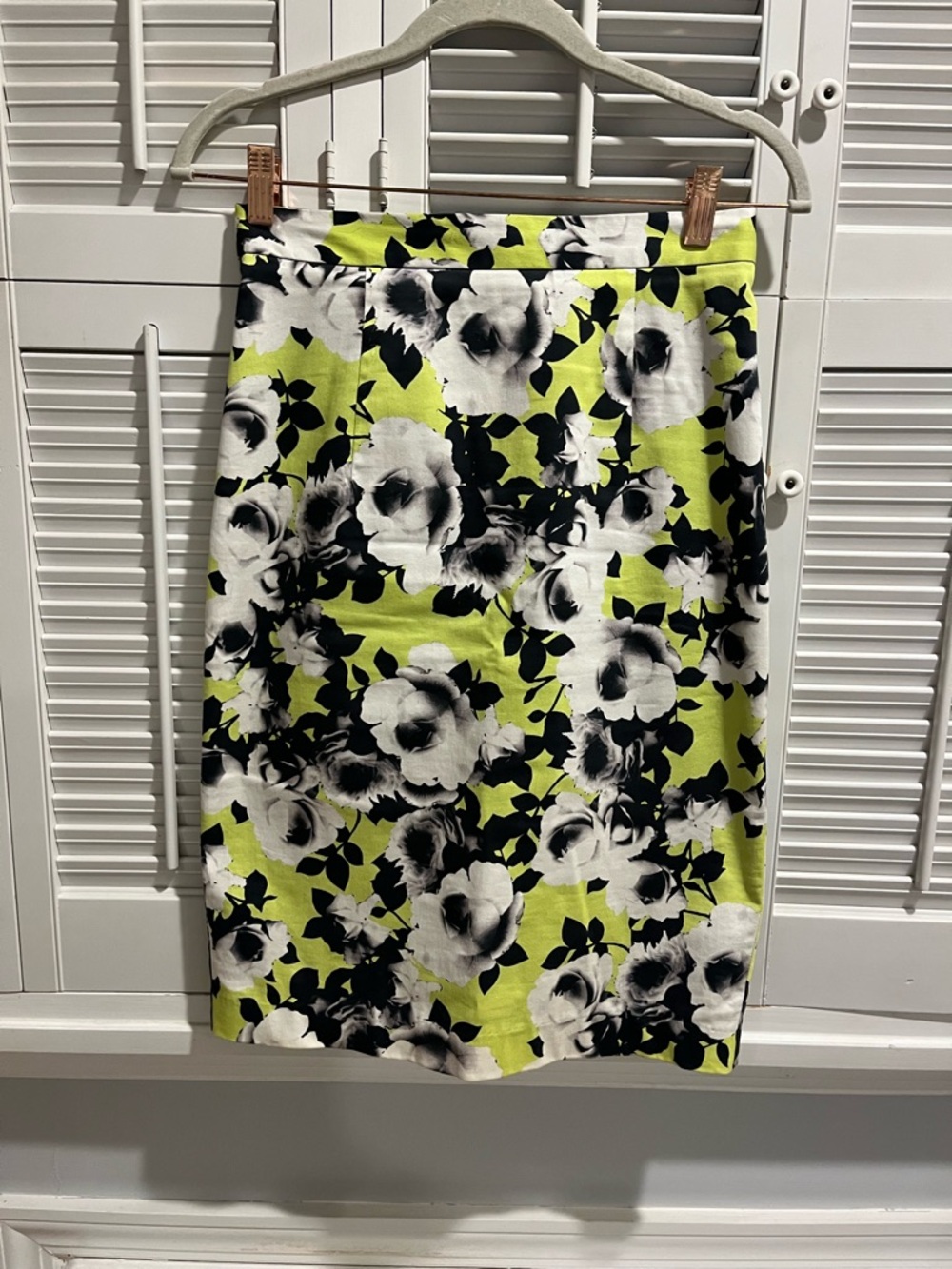 Floral Pencil Skirt in Lime Green and Black
